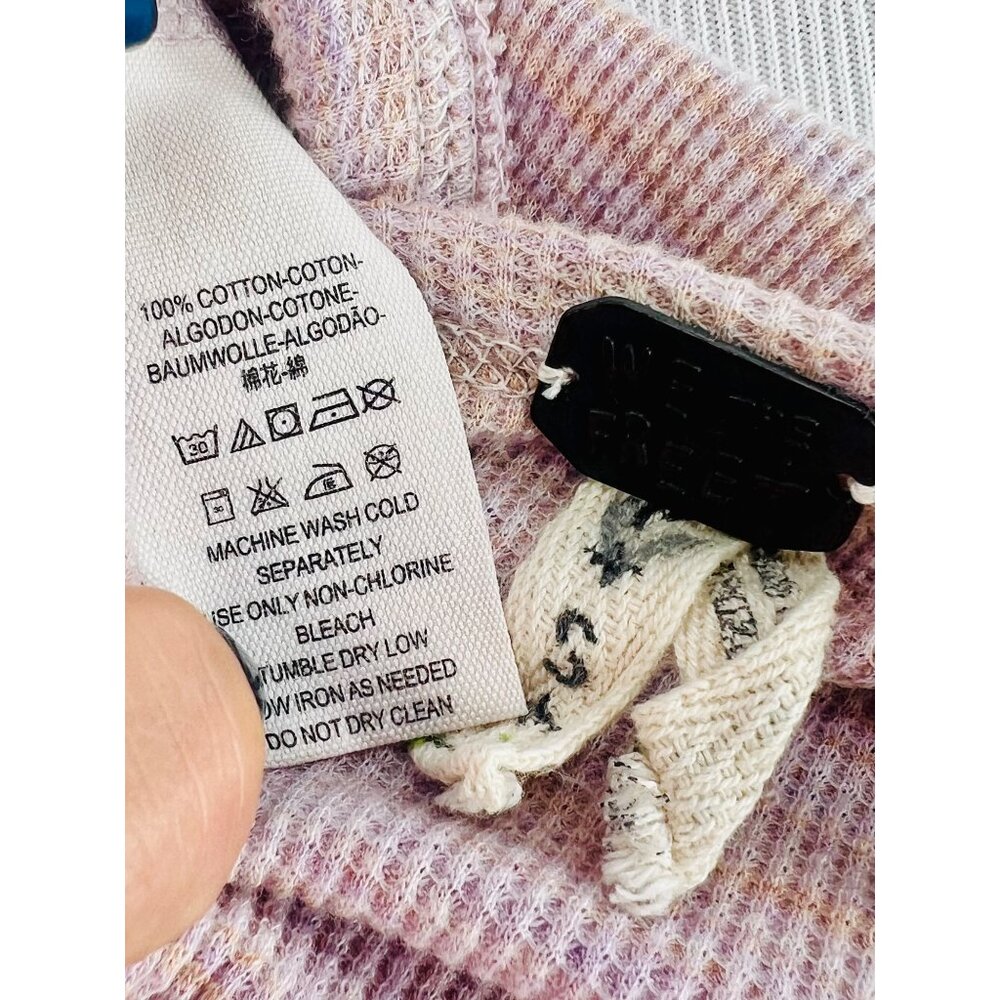 Free People Casual Boho Waffle-Knit Long Sleeve Lavender Ruffled Hem Flowy Top - Picture 16 of 16
